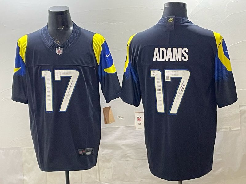 Men 2025 Los Angeles Rams #17 Adams Black 5th generation Throwback Nike Limited NFL Jersey 01